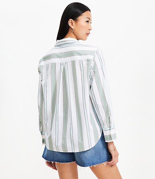 Striped Poplin Utility Everyday Shirt
