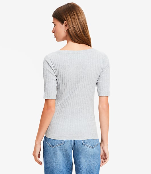 Heathered Ribbed Scoop Neck Tee