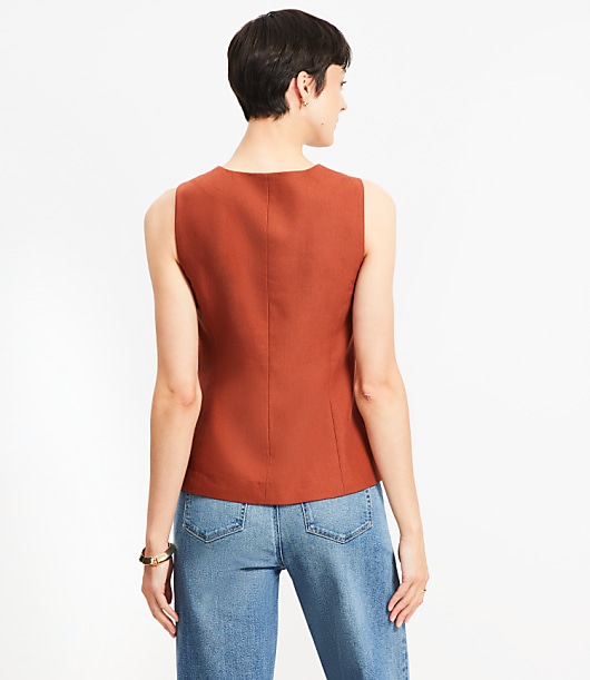 Cotton Linen Double Breasted Vest