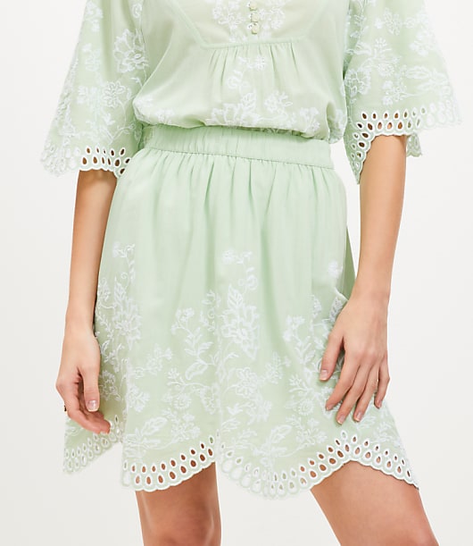 Petite Floral Eyelet Mini Skirt