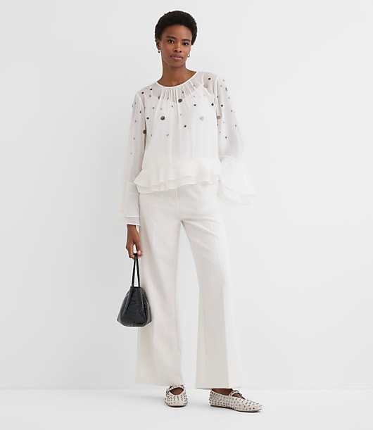 Sequin Ruffle Peplum Blouse