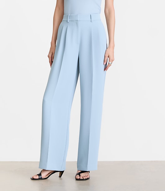 Petite LOFT Versa Crepe Drape Pleated Relaxed Straight Pants