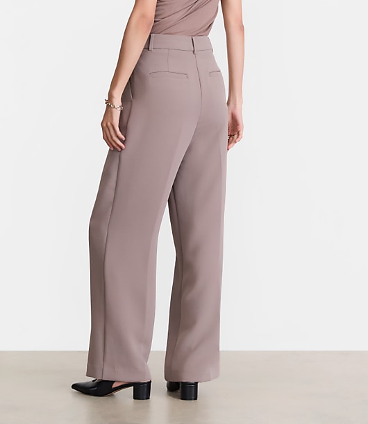 Petite LOFT Versa Crepe Drape Pleated Relaxed Straight Pants