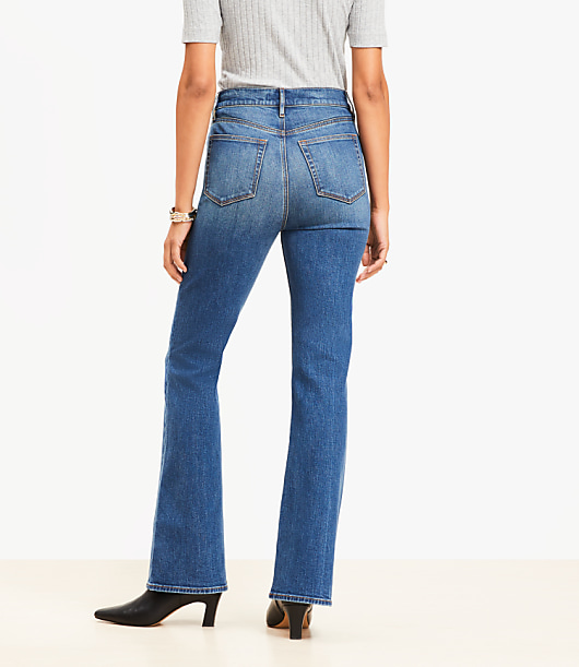 Petite Curvy High Rise Slim Flare Jeans in Vintage Dark Indigo Wash