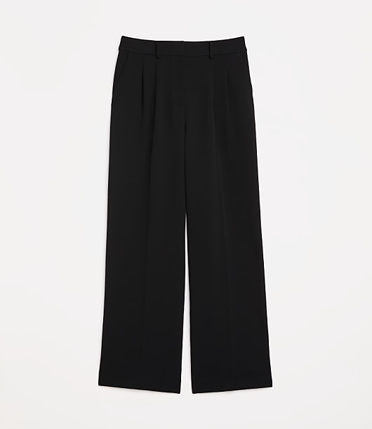 LOFT Versa Crepe Drape Pleated Relaxed Straight Pants