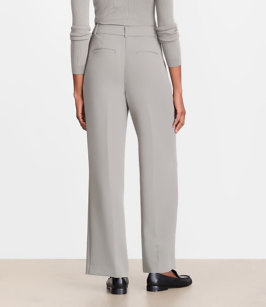 LOFT Versa Crepe Drape Pleated Relaxed Straight Pants - Cool Sage