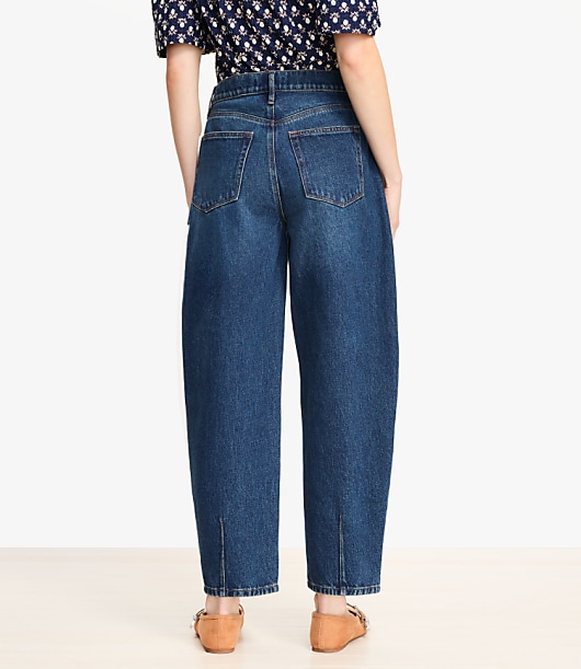 Curvy High Rise Barrel Jeans in Authentic Dark Wash