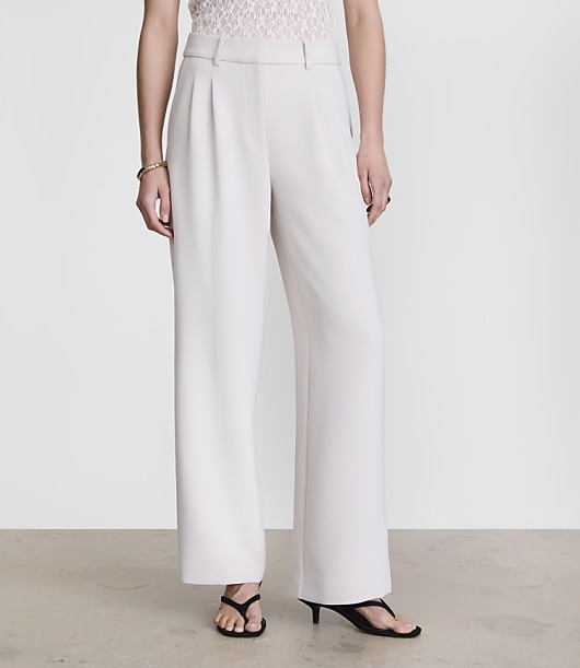 LOFT Versa Crepe Drape Pleated Relaxed Straight Pants