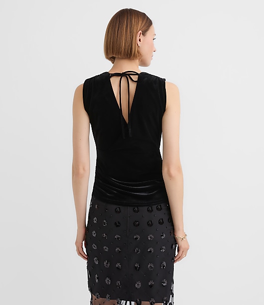 Velour Tie Back Crossover Top