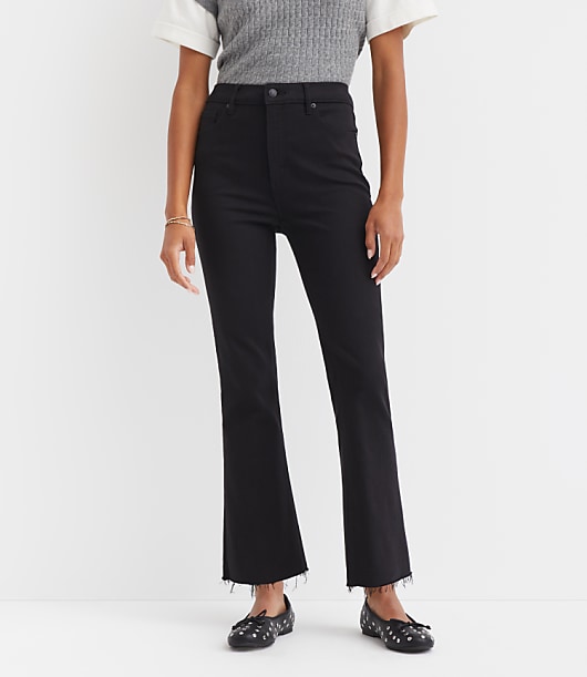 Petite Fresh Cut High Rise Kick Crop Jeans in Jet Black Wash