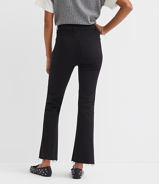 Petite Fresh Cut High Rise Kick Crop Jeans in Jet Black Wash