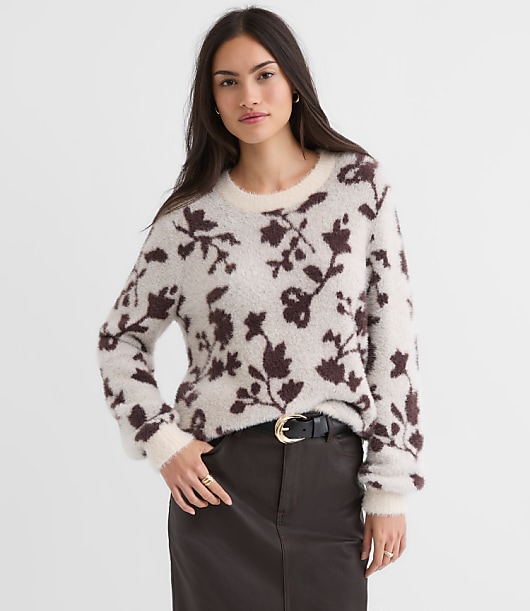 Fuzzy Floral Sweater