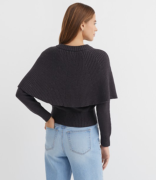 Petite Ribbed Cape Sweater