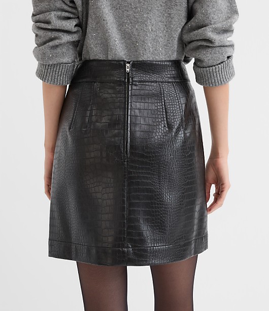 Embossed Faux Leather Mini Skirt