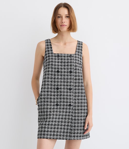 Petite Tweed Double Breasted Mini Pocket Dress