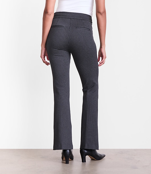 Petite LOFT Versa Pintucked Ponte Flare Pants in Pinstripe