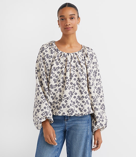 Petite Floral Bubble Blouse
