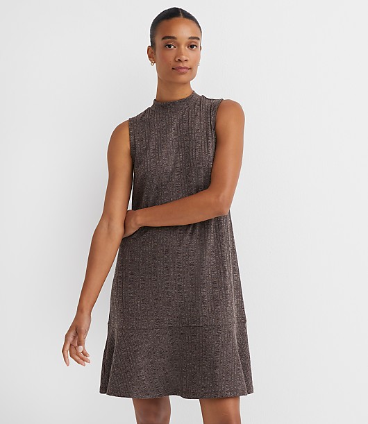 Petite Mock Neck Flounce Mini Dress
