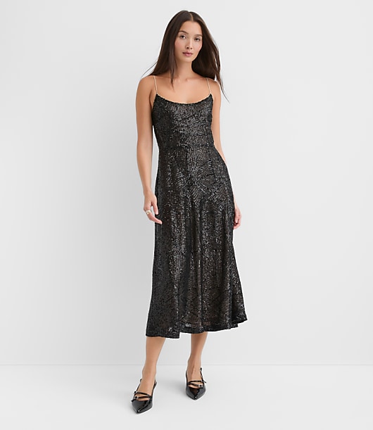 Sequin Strappy Midi Dress