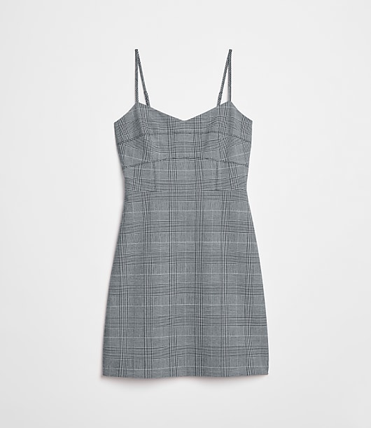 Petite LOFT Versa Seasonless Stretch Strappy Mini Dress in Plaid