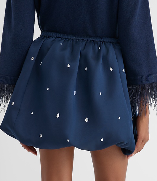 Jeweled Ruched Bubble Mini Skirt