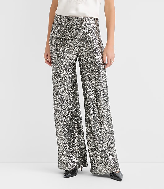 Clean Wide Leg Pants in Sequin