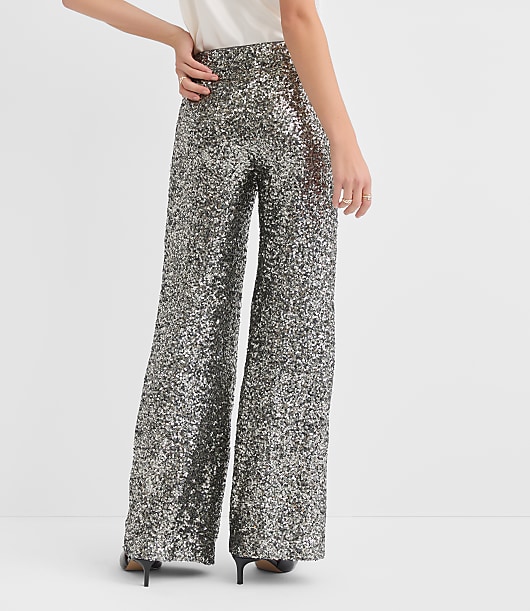 Clean Wide Leg Pants in Sequin