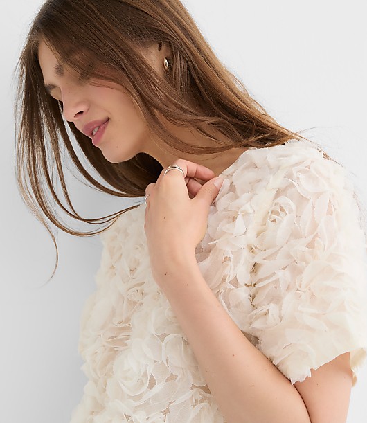Floral Tulle Bubble Hem Tee