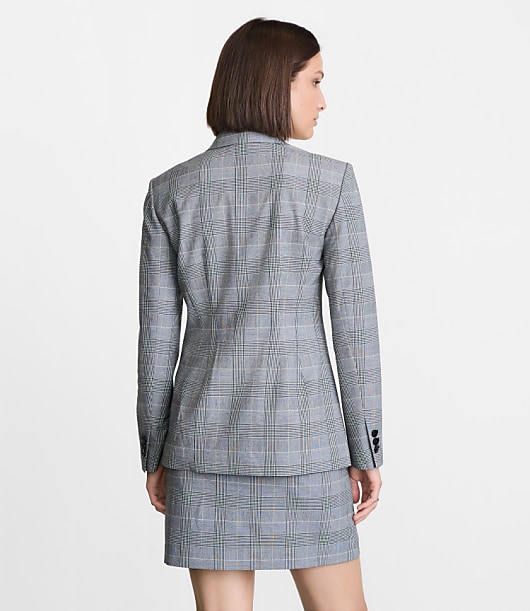 Petite LOFT Versa Plaid Seasonless Stretch Double Breasted Blazer