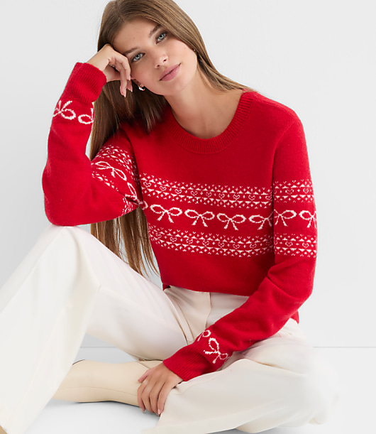 Bow Heart Fair Isle Sweater