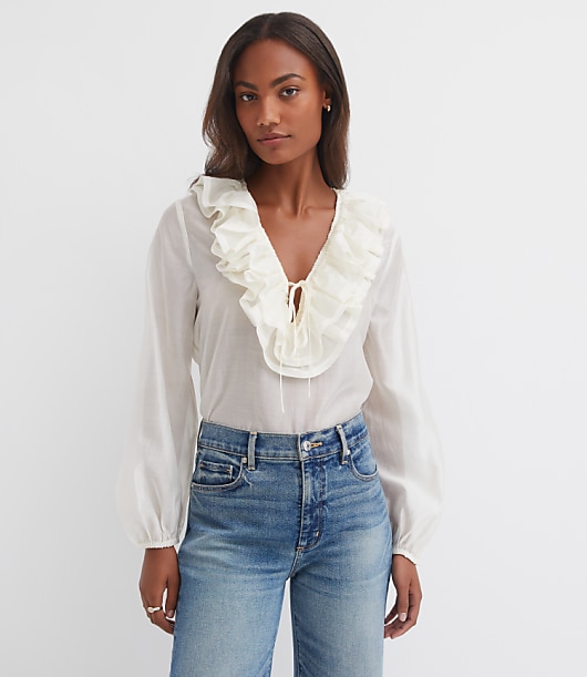 Ruffle Tie Neck Blouse