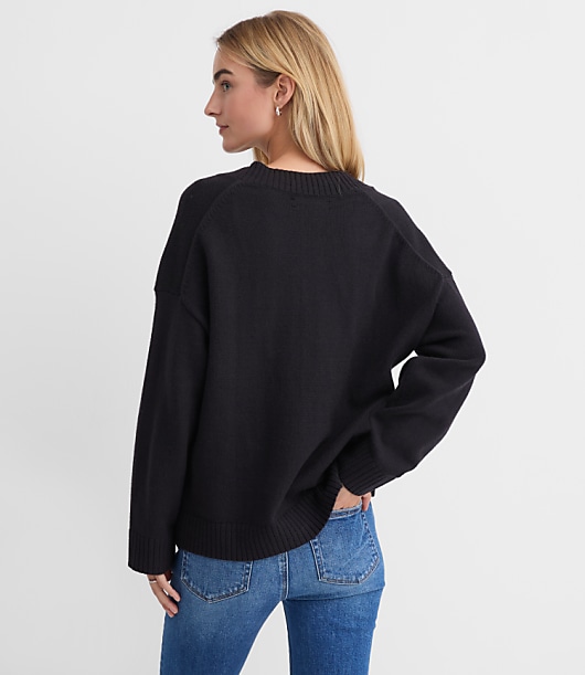 Petite Slouchy V-Neck Sweater