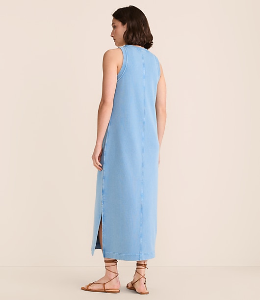 Lou & Grey Denim Washed Terrysoft Tank Midi Pocket Dress
