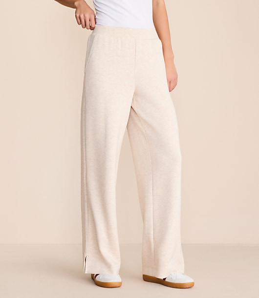 Lou & Grey Heathered Scubasoft Side Slit Straight Leg Pants
