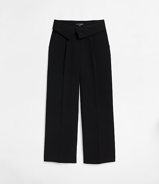 LOFT Versa Crepe Drape Foldover Waist Palazzo Pants