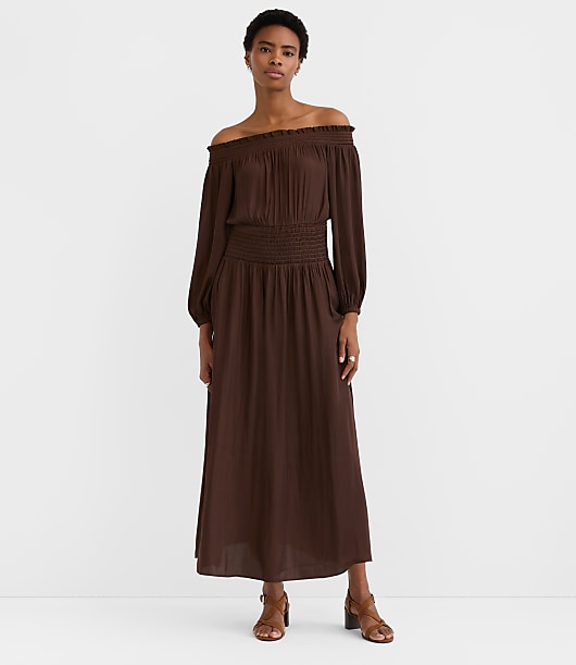 Smocked Off The Shoulder Maxi Dress