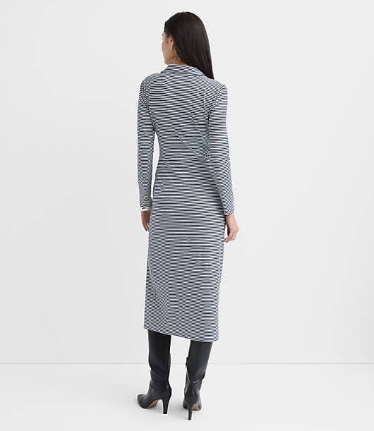 Striped Button Twist Midi Dress