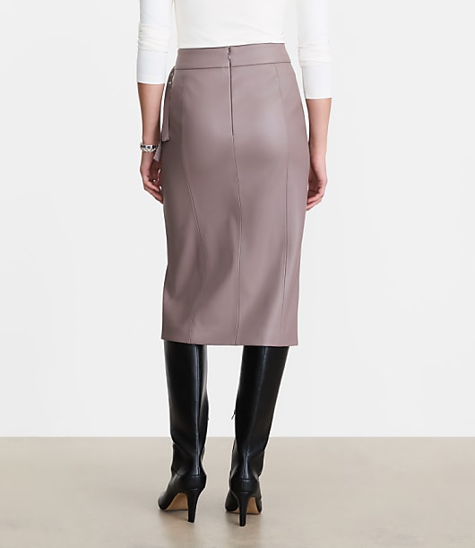 LOFT Versa Faux Leather Buckle Trim Midi Skirt