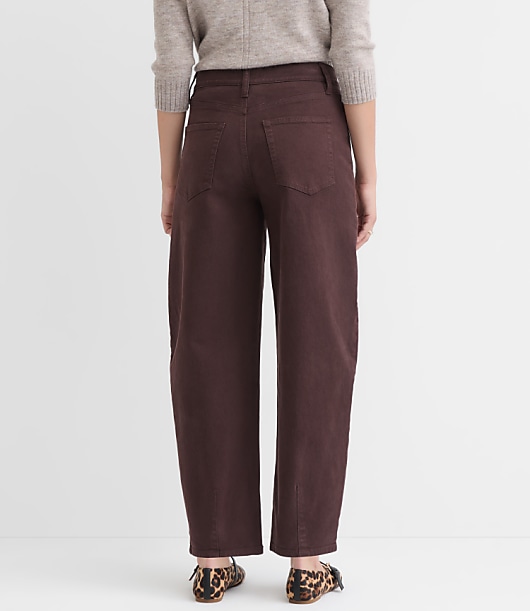 Petite Curvy High Rise Barrel Jeans in Iced Espresso