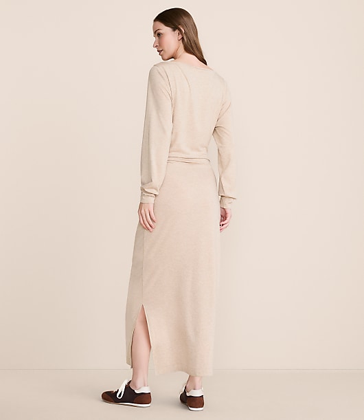 Lou & Grey Heathered Brushed Jersey Cinched Maxi Dress