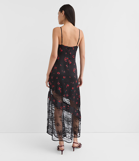 Petite Floral Chantilly Lace Maxi Slip Dress
