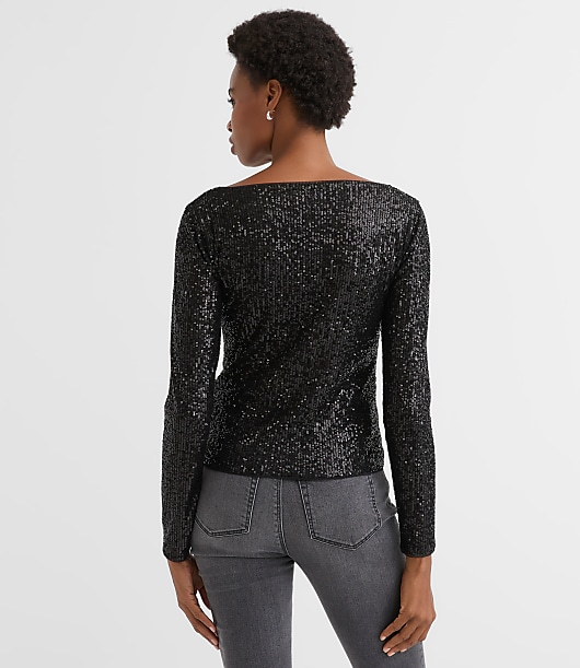 Petite Sequin Long Sleeve Tee
