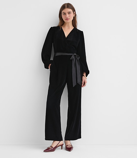 Petite Velvet Wrap Jumpsuit