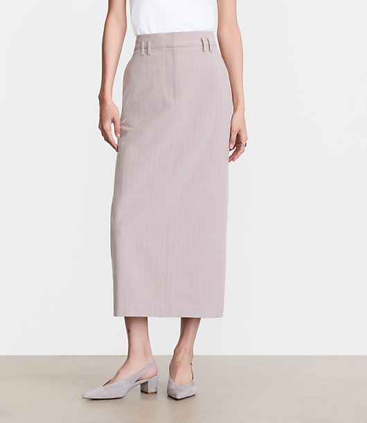 LOFT Versa Seasonless Stretch Trouser Midi Pocket Skirt in Stripe