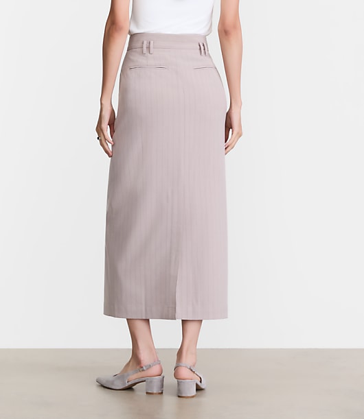 LOFT Versa Seasonless Stretch Trouser Midi Pocket Skirt in Stripe