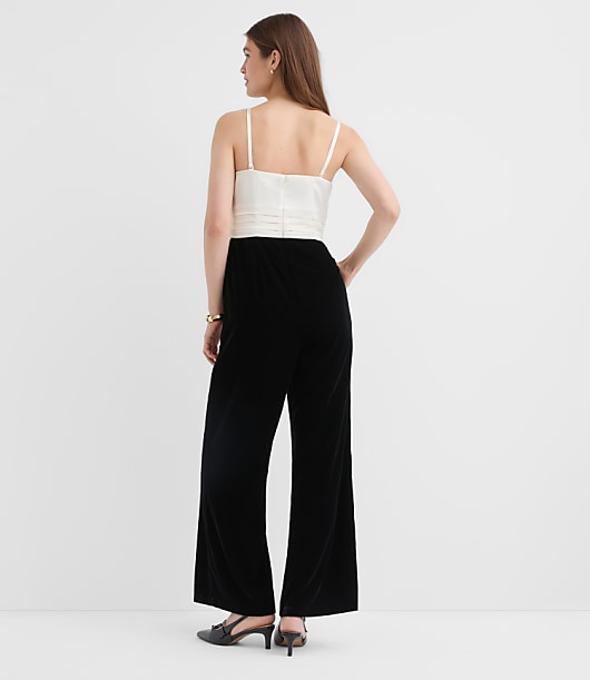 Petite Satin Velvet Strapless Jumpsuit