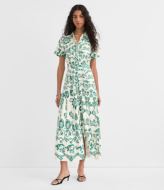 Floral Seamed Maxi Shirtdress
