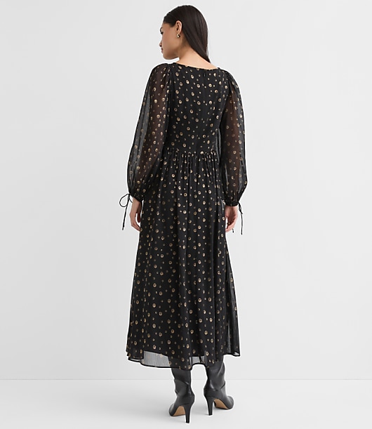 Tall Shimmer Geo Clip Ruched Maxi Dress