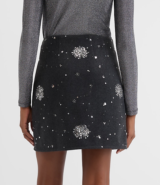 Petite Sequin Embellished Mini Skirt