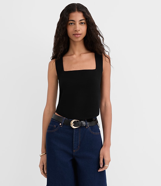 Square Neck Sweater Tank Top